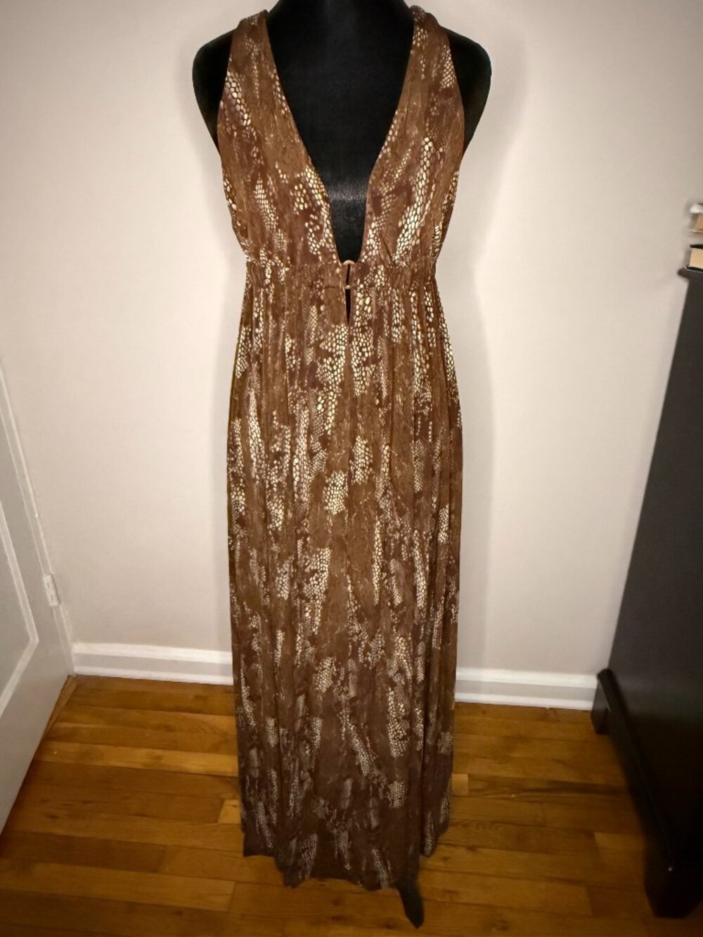 Madison Brown Snakeskin Print Sleeveless Maxi Dress